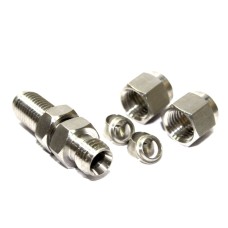 SS Bulkhead Union Equal Straight Connector Compression Double Ferrule OD Fitting Stainless Steel 316